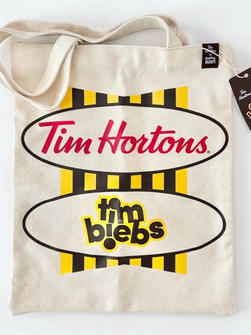 NWT -Justin Bieber collab x Tim Hortons Canvas Tote Bag, Accessory School Bag